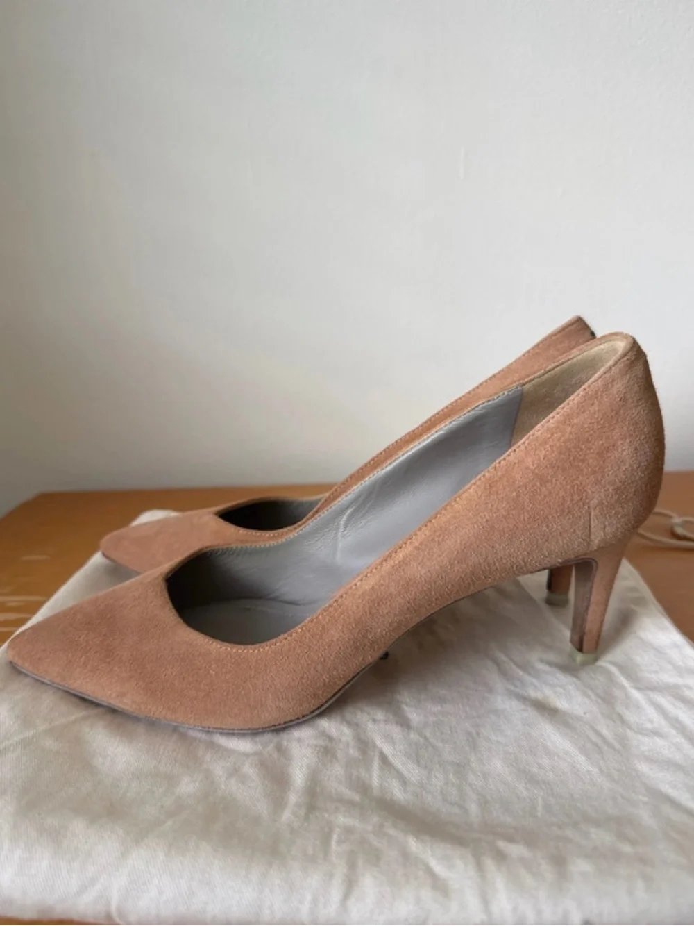 Aeyde Blush Brown Suede Pointed-Toe Pumps